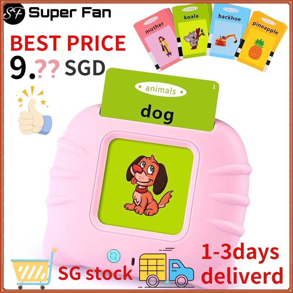 (Super Fan) SG STOCK Kids educational toys Smart English Speaker  Flash Cards Reader Audio Books Flashcards for listening and reading audio toys Children Gift for age 2-6 year old