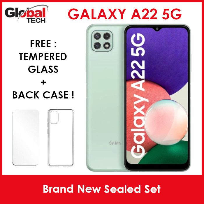 Samsung Galaxy A22 5G 128GB Rom + 4GB Ram (FREE : TEMPERED GLASS + BACK CASE)
